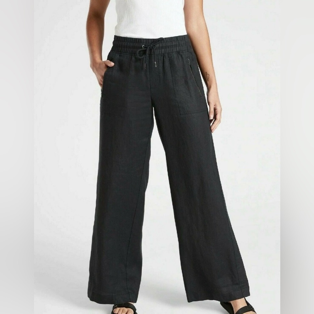 Athleta Cabo Linem Black Wide-Leg Pants Tall